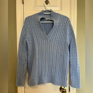L.L. Bean Chunky Cable Knit Blue Long Sleeve Cotton Women’s Sweater L